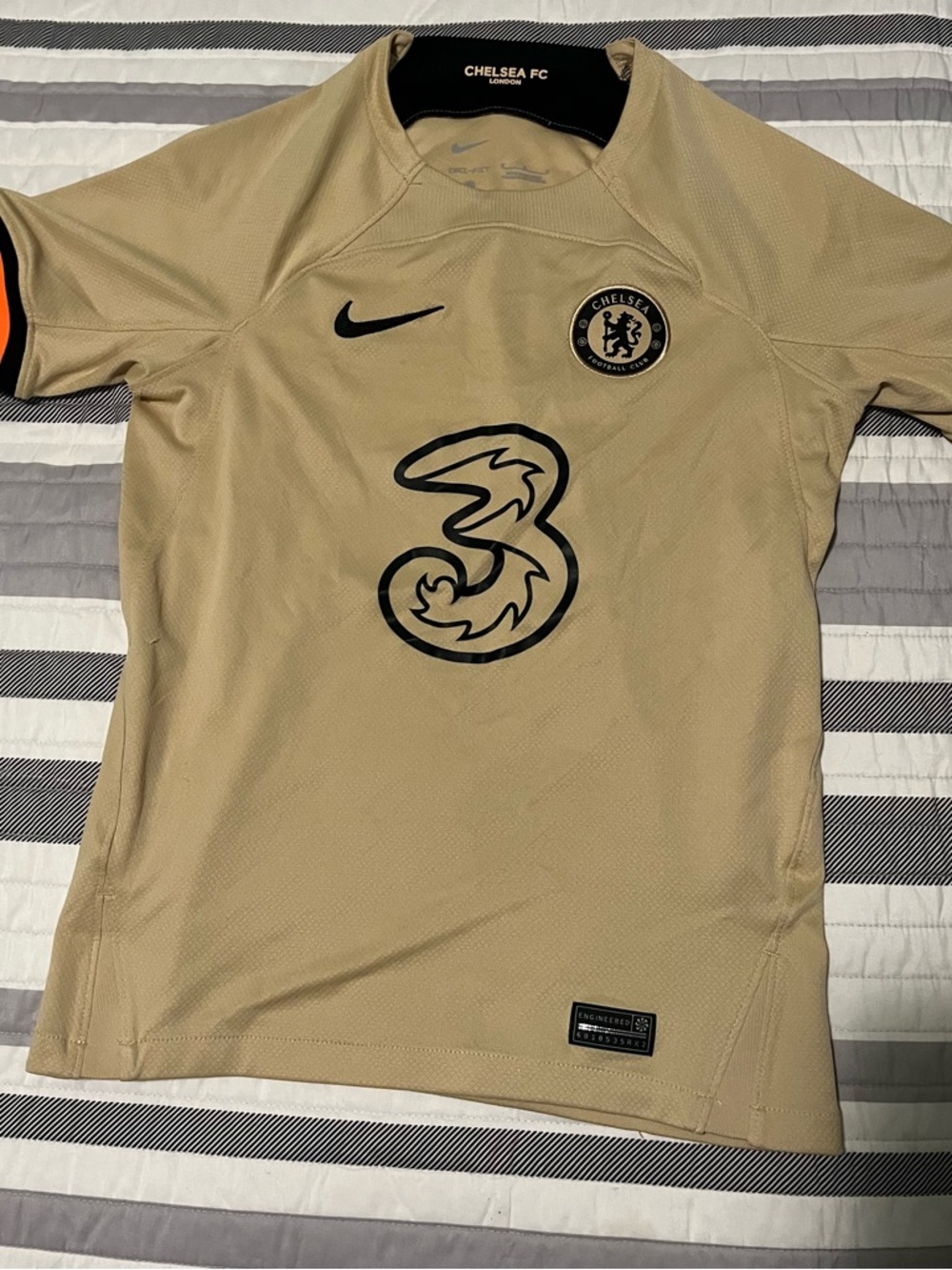 Chelsea FC Nike Third Jersey - Gold with Black Accents youth medium